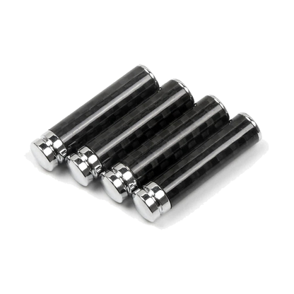 Set of four carbon-look door lock pin caps with chrome tops for BMW E30, E36, E46, E90, E39, E60, E53, E70