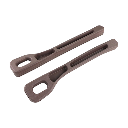 Brown front seat gap filler pair, angled view, universal fit for BMW