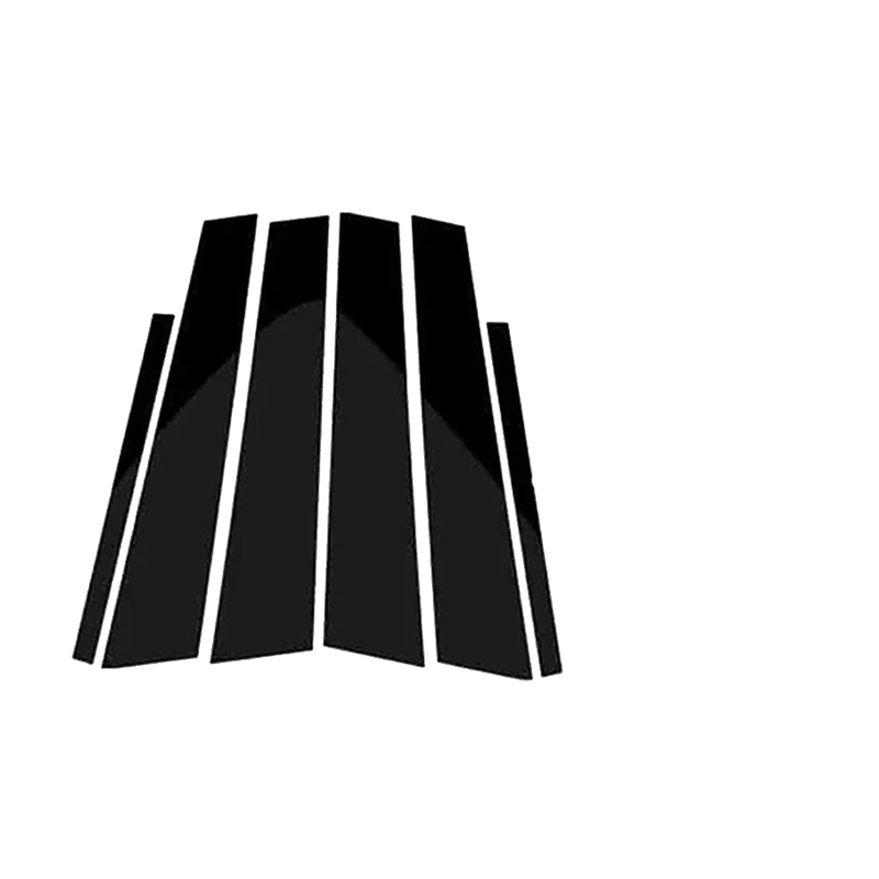 Glossy black B-pillar trim sticker set, angled view, for BMW 3 Series E46, E90, F30 (1997-2018)