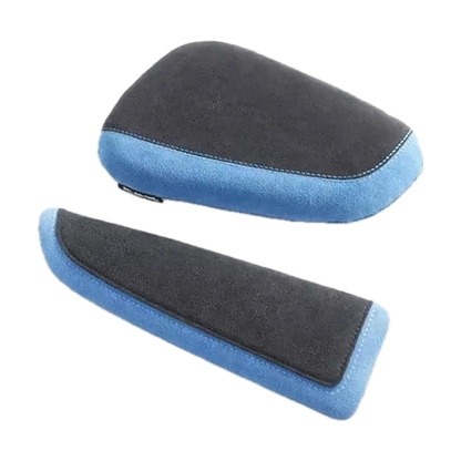 Black Alcantara elbow and knee pad set with blue trim, driver side for BMW F30 / F20 / G20 / G30 / G01 / E70 / E71