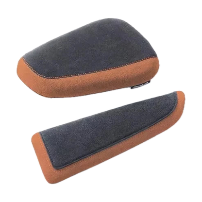 Black Alcantara elbow and knee pad set with tan brown trim, passenger side for BMW F30 / F20 / G20 / G30 / G01 / E70 / E71