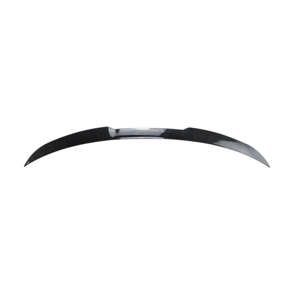 Carbon fiber look rear roof spoiler for BMW 3 Series G20 (2019-2023), side profile view