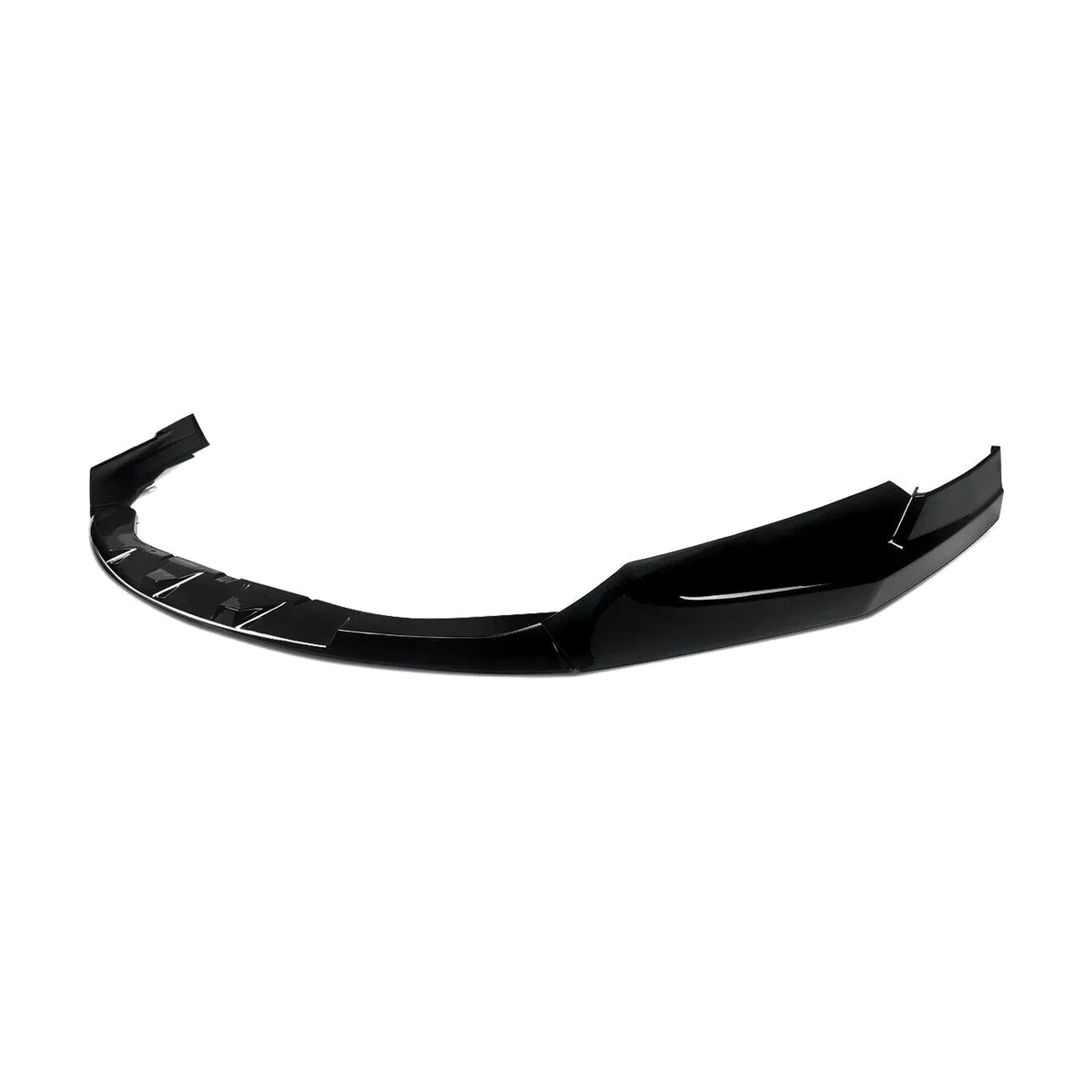 Gloss black front splitter for BMW M3 G80 and M4 G82, G83 (2021-2023), angled view