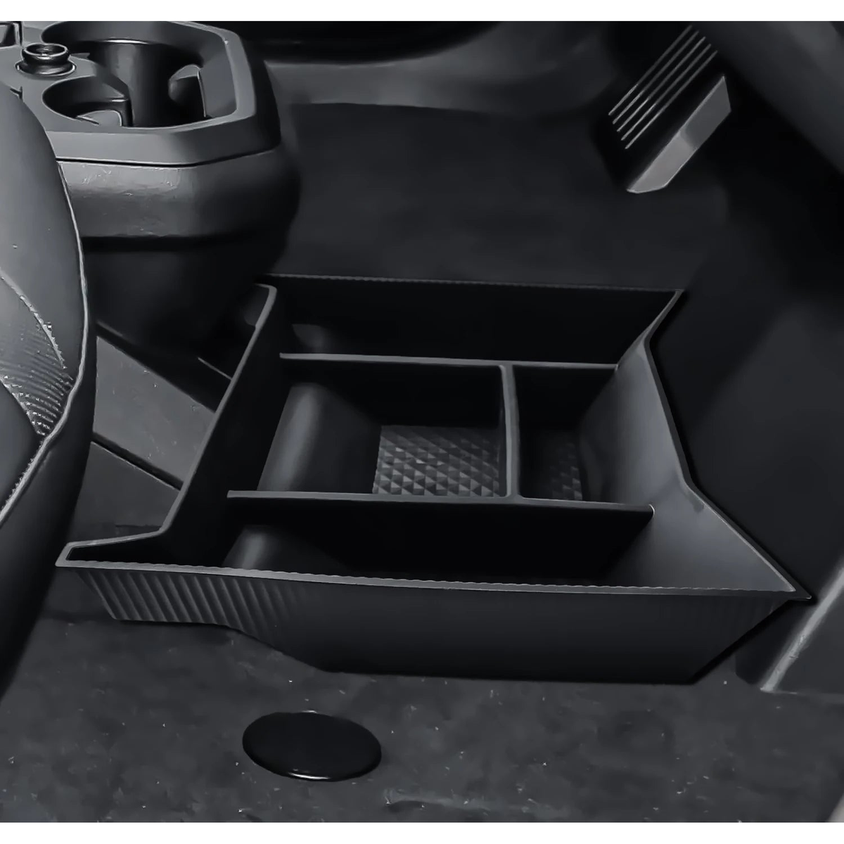 Center console floor organizer tray fitted in the footwell for BMW iX (2022-2026)