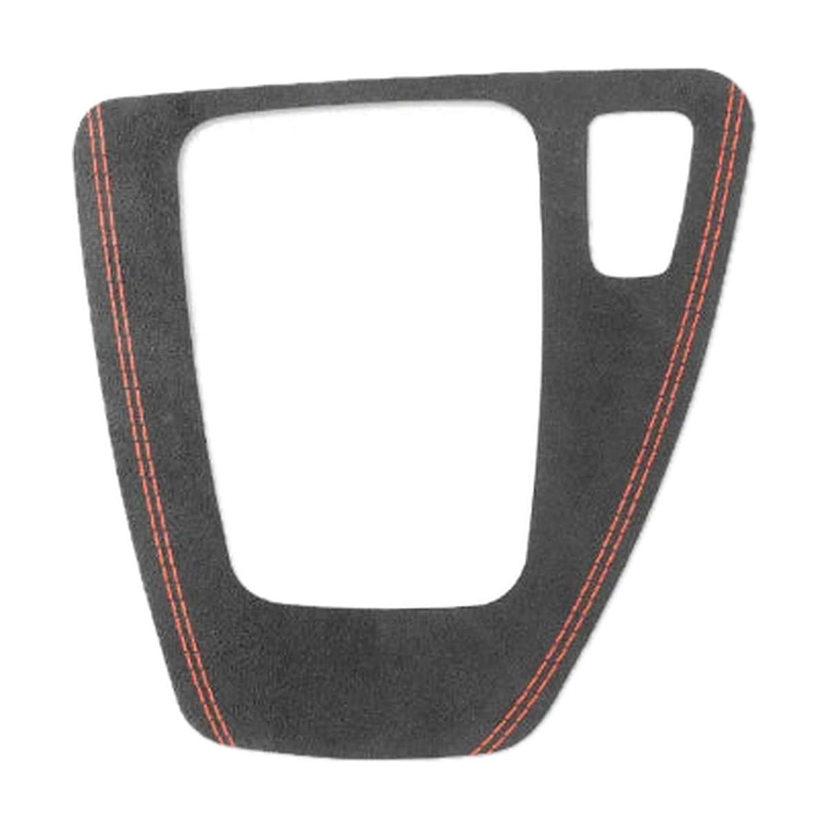 Black Alcantara gear selector panel trim with orange stitching, right hand drive shape, for BMW E90 / E92 / E93