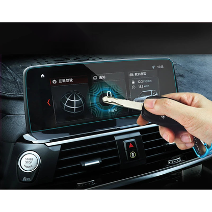 Tempered glass screen protector installed on BMW navigation display for BMW X3 G01, X4 G02 (2018-2020)