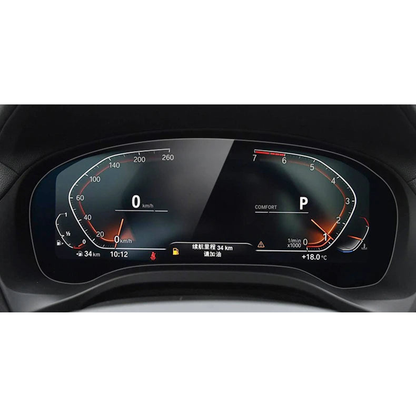 Tempered glass protector fitted on BMW instrument cluster display for BMW X3 G01, X4 G02 (2018-2020)