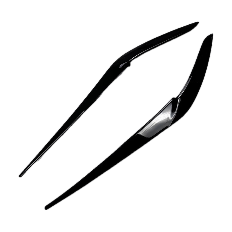 Gloss black headlight eyebrow covers, pair, angled view, for BMW X5 G05 / X6 G06 (2018-2022)