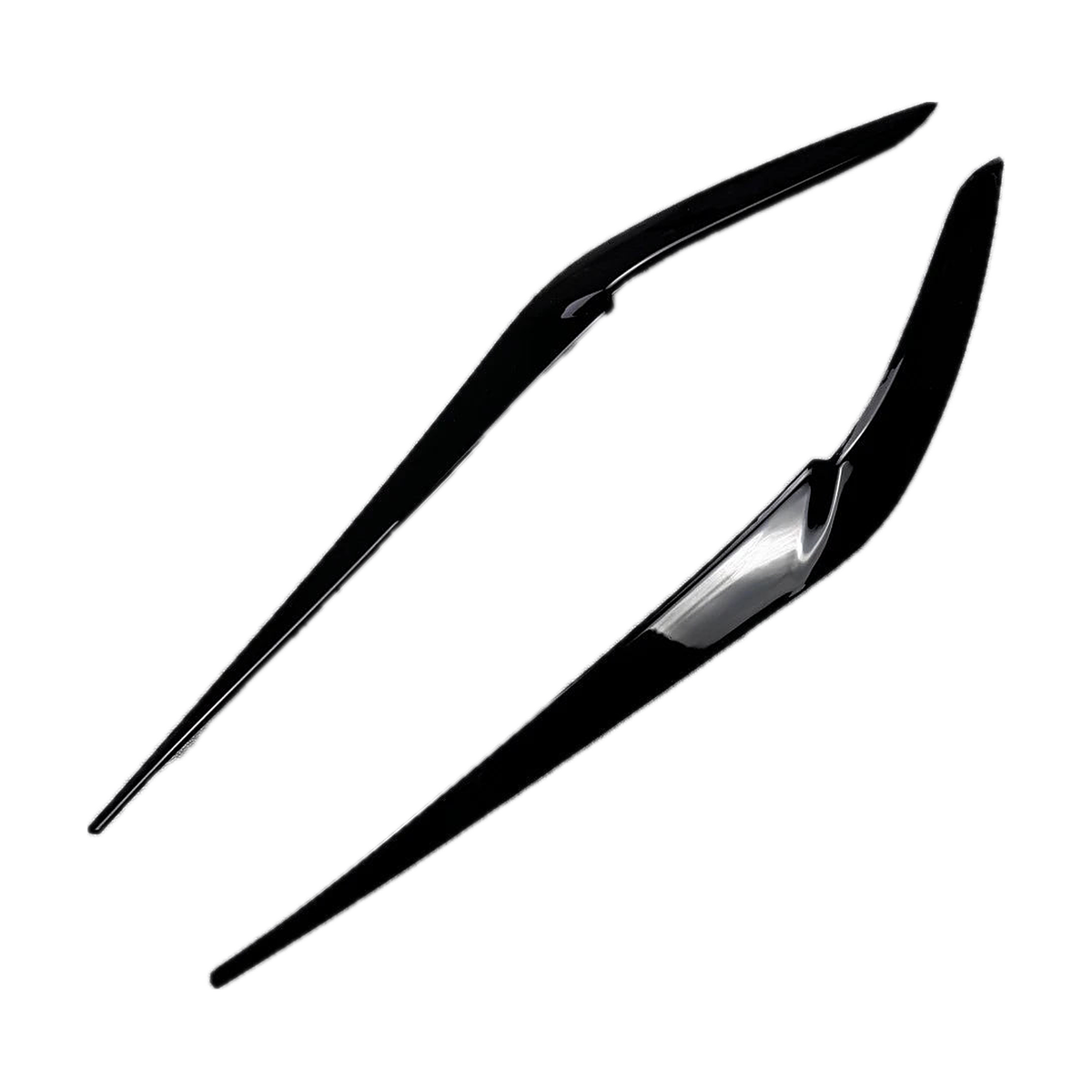 Gloss black headlight eyebrow covers, pair, angled view, for BMW X5 G05 / X6 G06 (2018-2022)