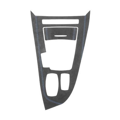 Black Alcantara gear shift panel trim with blue stitching, LHD, for BMW Z4 E89 (2009-2016)
