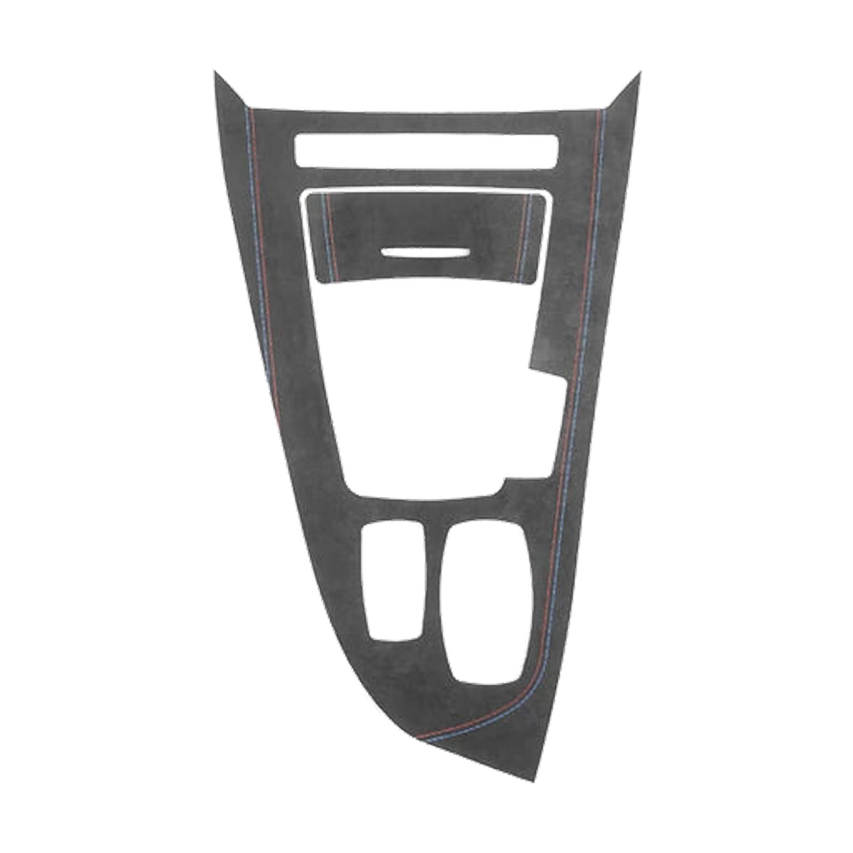 Black Alcantara gear shift panel trim with red and blue stitching, RHD, for BMW Z4 E89 (2009-2016)