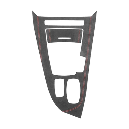 Black Alcantara gear shift panel trim with red stitching, RHD, for BMW Z4 E89 (2009-2016)