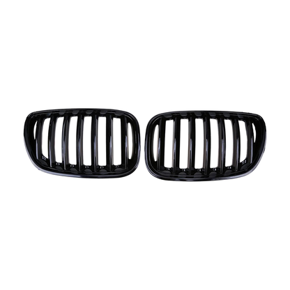 Gloss black kidney grille pair for BMW X5 E53 LCI (2004-2006), front view