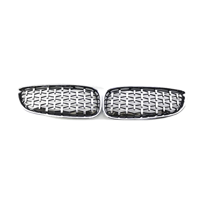 Chrome trim diamond mesh kidney grille pair, front view, for BMW Z4 E89 (2009-2016)