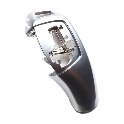 Silver gear selector cover, Style A LHD, angled view for BMW 1-6 Series, X3, X4 F20/F30/F10