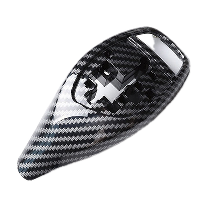 Carbon fiber look gear selector cover, Style B LHD, front view for BMW 1-6 Series, X3, X4 F20/F30/F10