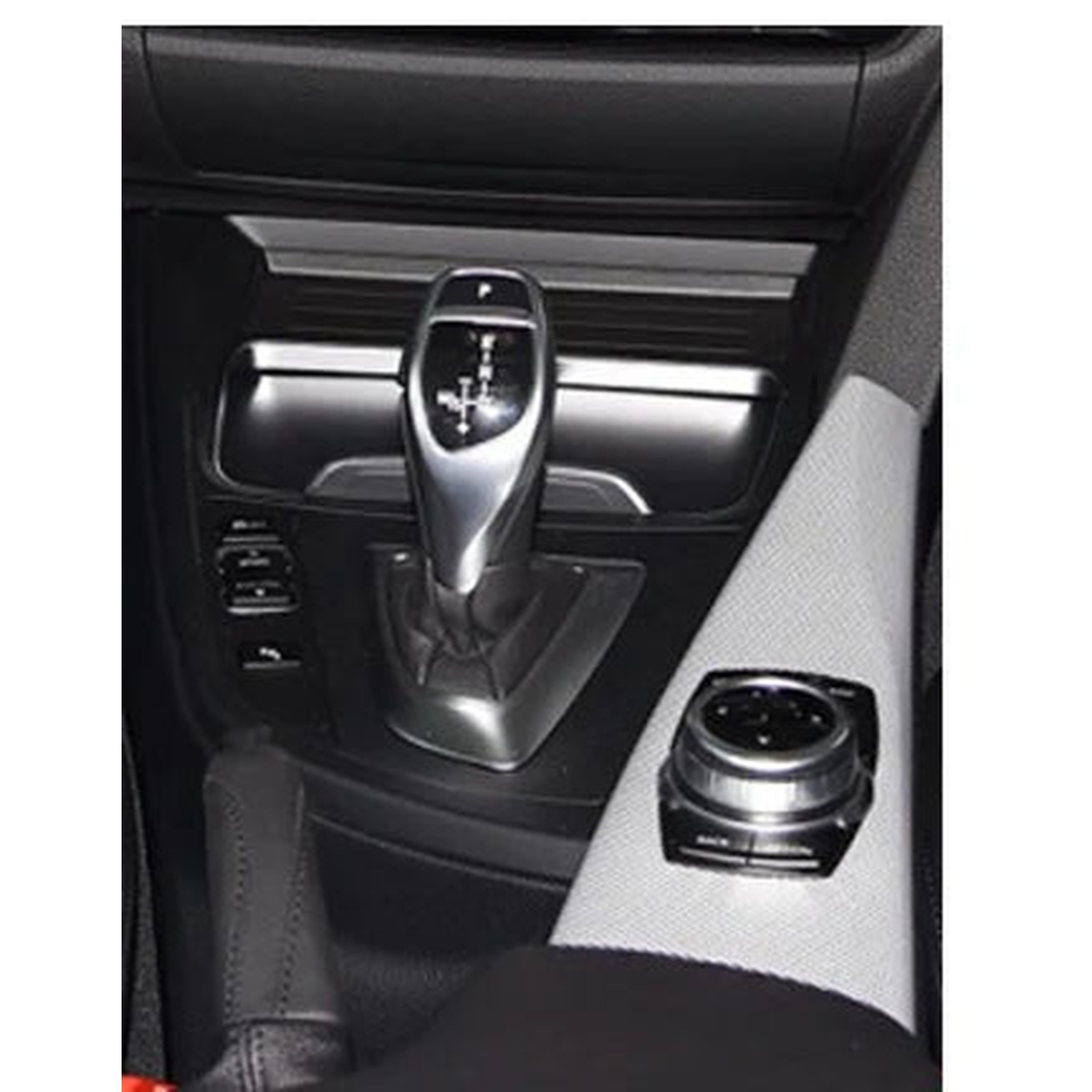 Sport gear selector cover installed in a BMW center console, for BMW F20, F30, F32, F10, X3 F25 (2013-2017)