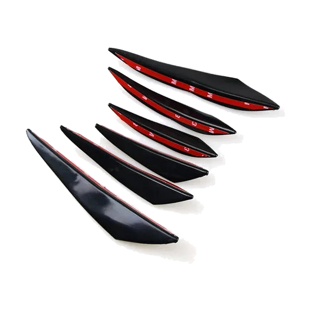 Canard fin set adhesive backing detail, six pieces, universal fit for BMW