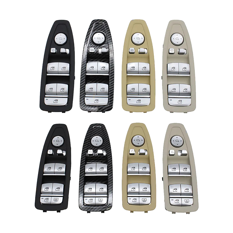 Window switch and door trim assembly in black, carbon fiber, beige and oyster for BMW F20, F30, F31, F34, F35