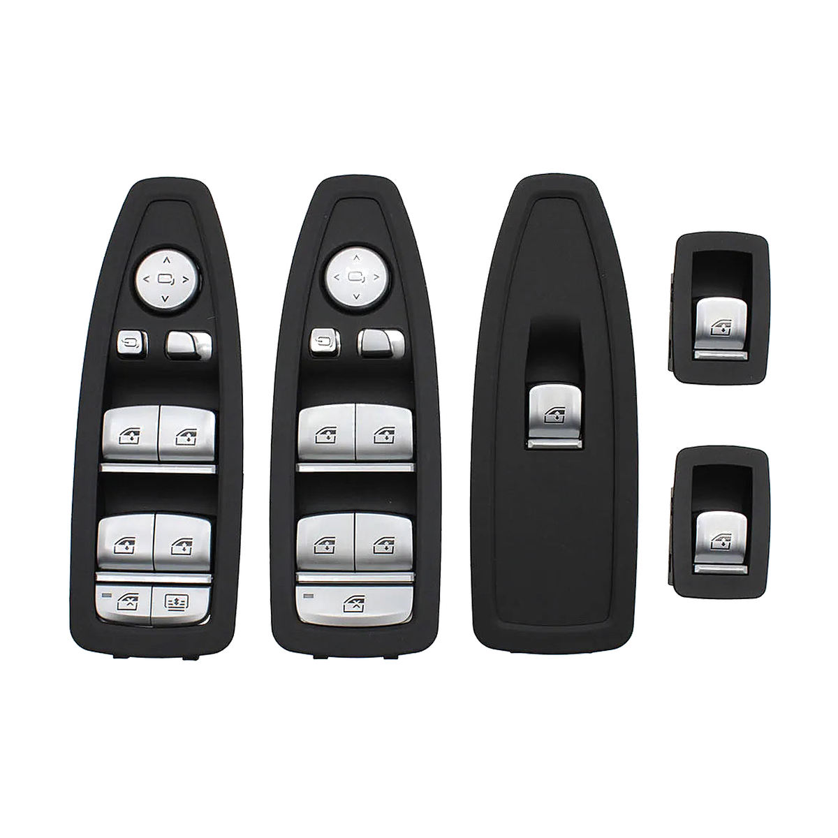 Black window switch set including driver pod, single door switch and toggle switches for BMW F20, F30, F31, F34, F35