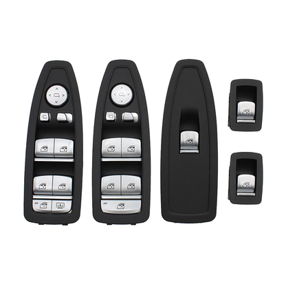Black window switch set including driver pod, single door switch and toggle switches for BMW F20, F30, F31, F34, F35