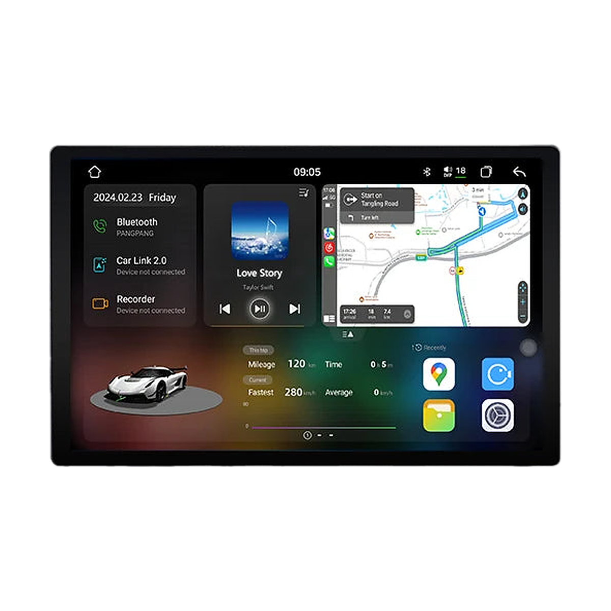 Junsun X9 Plus 11.5 inch Android head unit screen, front view, for BMW 3 Series E46