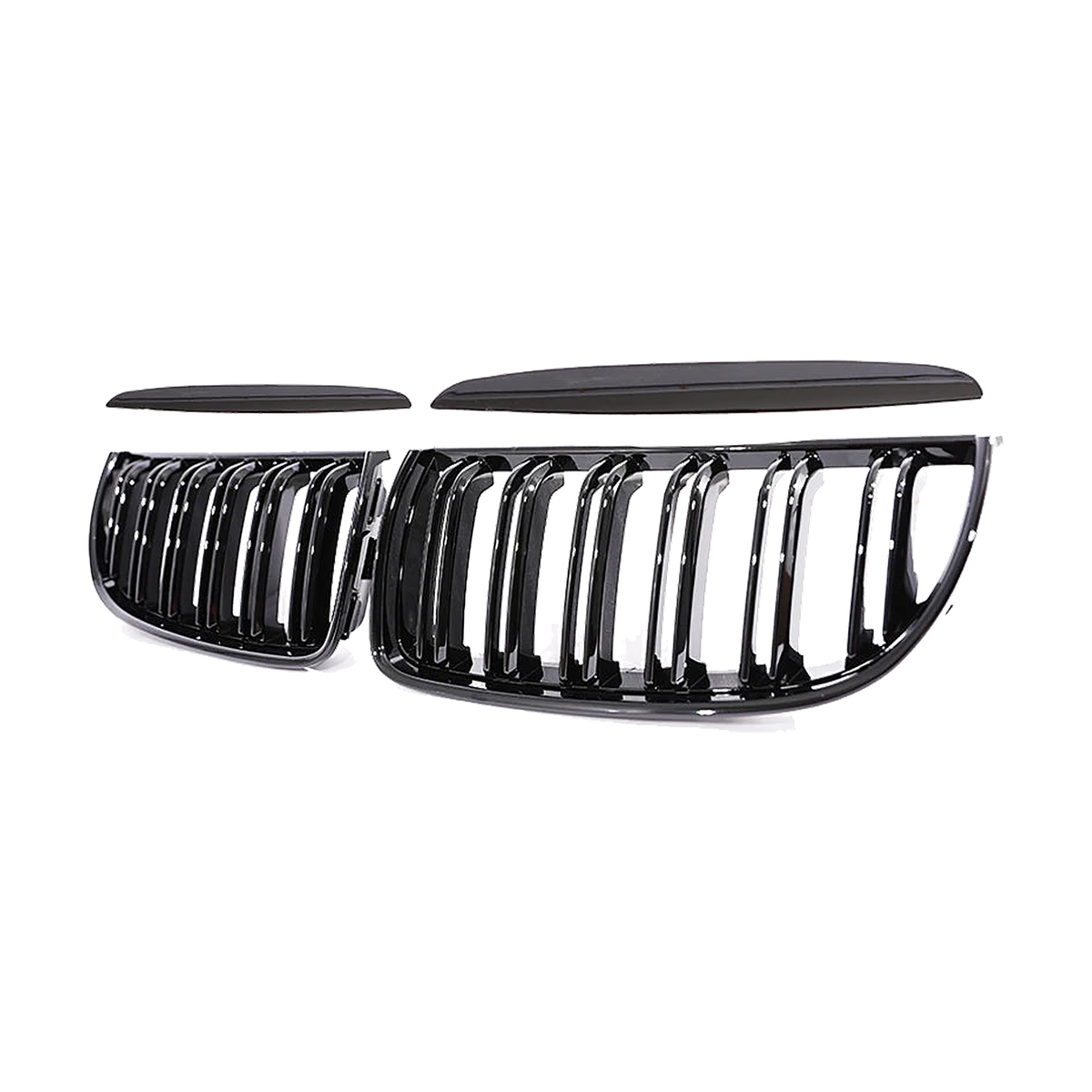 Gloss black dual-slat kidney grille pair for BMW 3 Series E90 / E91 Pre-LCI (2005-2008)