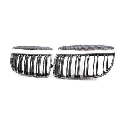 Carbon fiber frame gloss black kidney grille pair for BMW 3 Series E90 / E91 Pre-LCI (2005-2008)