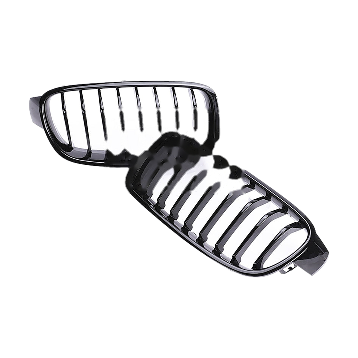 Single 8 slat kidney grille pair, glossy black, for BMW 3 Series F30 / F31 / F35 (2011-2019)