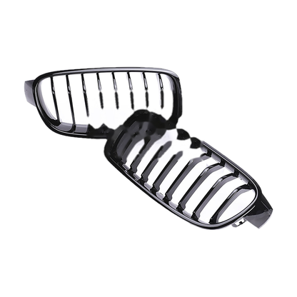 Single 8 slat kidney grille pair, glossy black, for BMW 3 Series F30 / F31 / F35 (2011-2019)