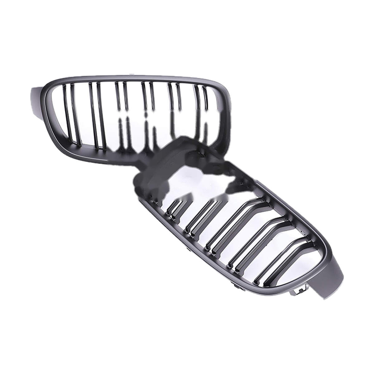 Dual slat kidney grille pair, matte black, for BMW 3 Series F30 / F31 / F35 (2011-2019)