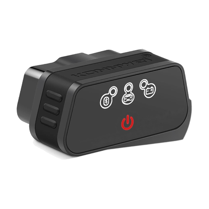 Konnwei KW901 Bluetooth 5.0 OBD2 scanner in black, angled view, universal fit for BMW
