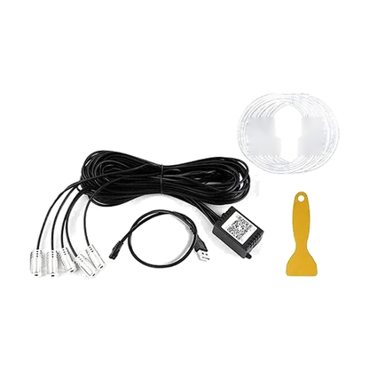 5-in-1 RGB fiber-optic ambient light kit, 6 m strands with USB power adapter, universal fit for BMW