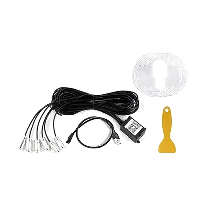6-in-1 RGB fiber-optic ambient light kit, 8 m strands with USB power adapter, universal fit for BMW