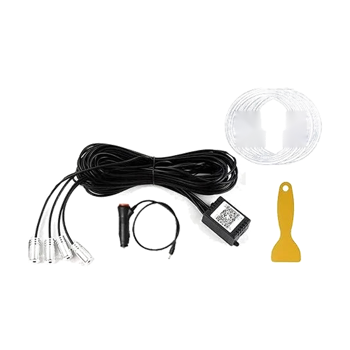 4-in-1 RGB fiber-optic ambient light kit, 6 m strands with 12V socket adapter, universal fit for BMW