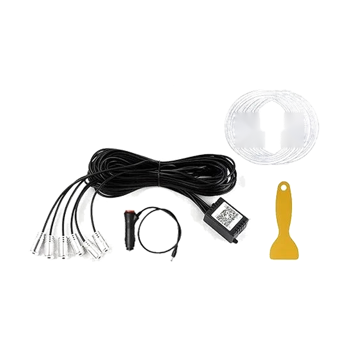 6-in-1 RGB fiber-optic ambient light kit, 8 m strands with 12V socket adapter, universal fit for BMW