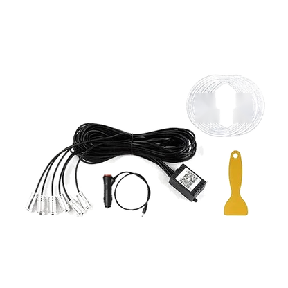 6-in-1 RGB fiber-optic ambient light kit, 8 m strands with 12V socket adapter, universal fit for BMW