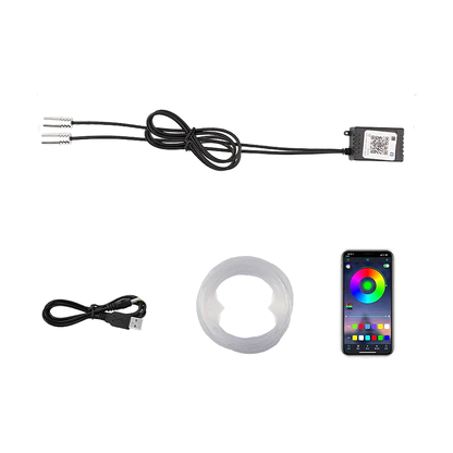 2-in-1 RGB fiber-optic ambient light kit, 3 m strands with USB power adapter, universal fit for BMW
