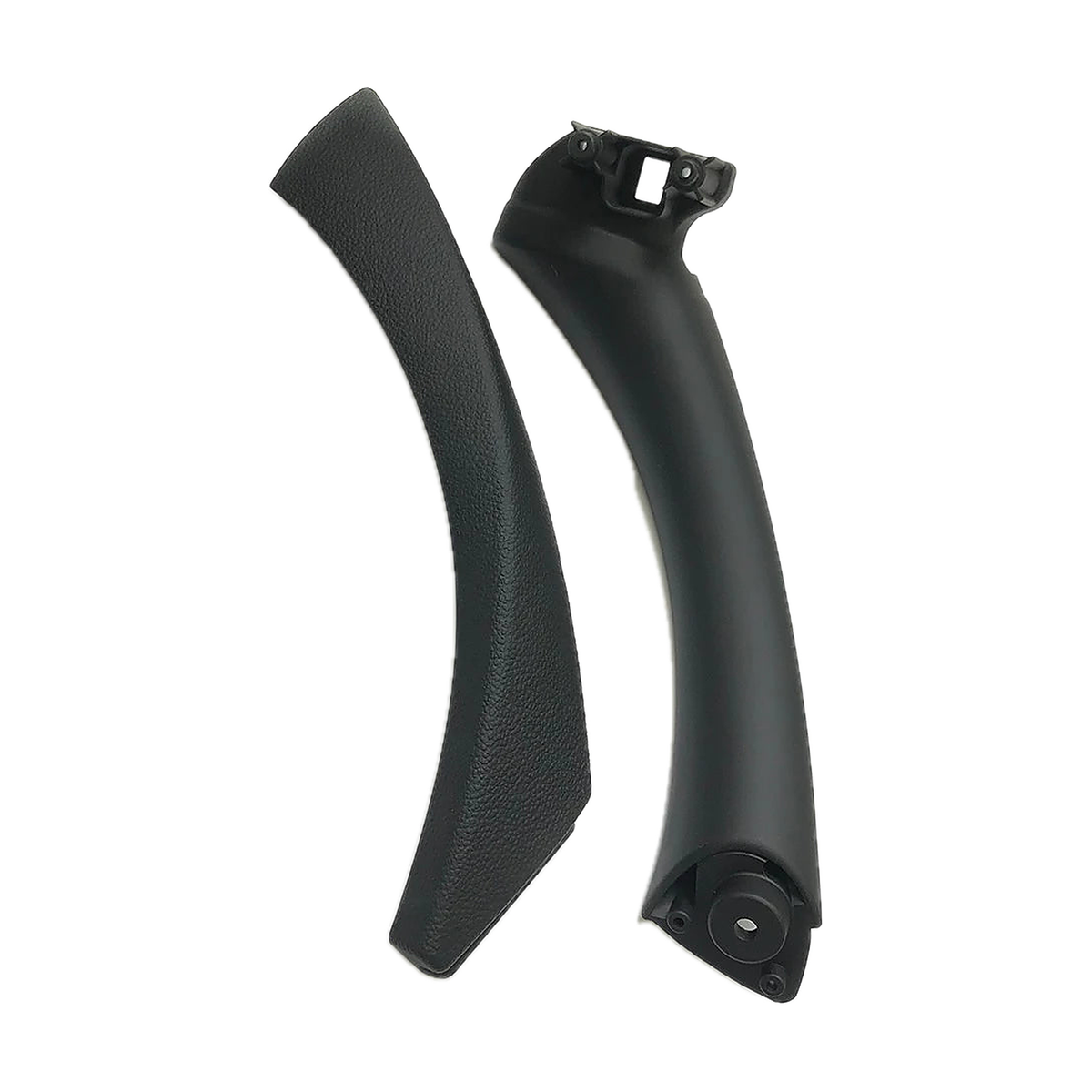 Black left interior door pull handle with outer cover, both pieces, for BMW E90 / E91 / E92