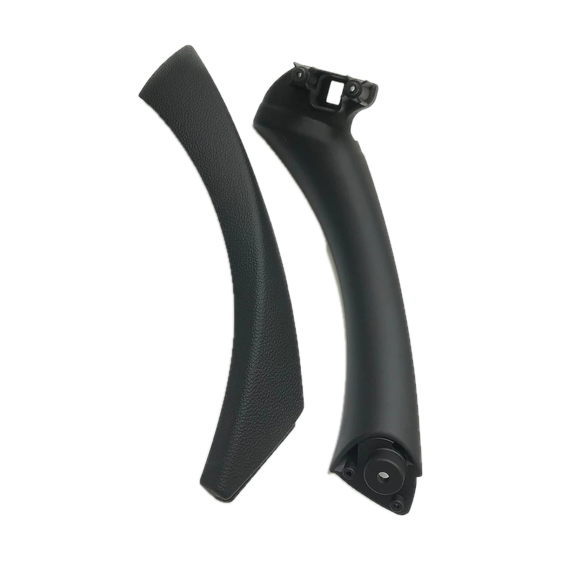Black left interior door pull handle with outer cover, both pieces, for BMW E90 / E91 / E92