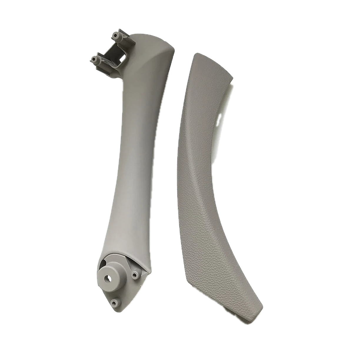 Gray right interior door pull handle with outer cover, both pieces, for BMW E90 / E91 / E92