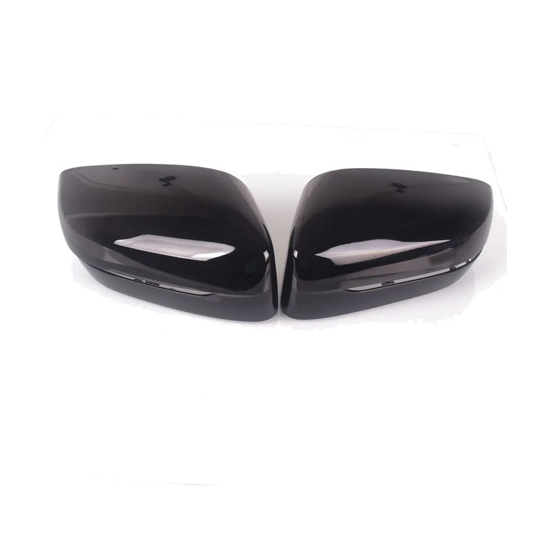 Gloss black mirror caps pair, front view, for BMW 3/5/6/7/8 Series G20, G30, G11, LHD (2016-2020)