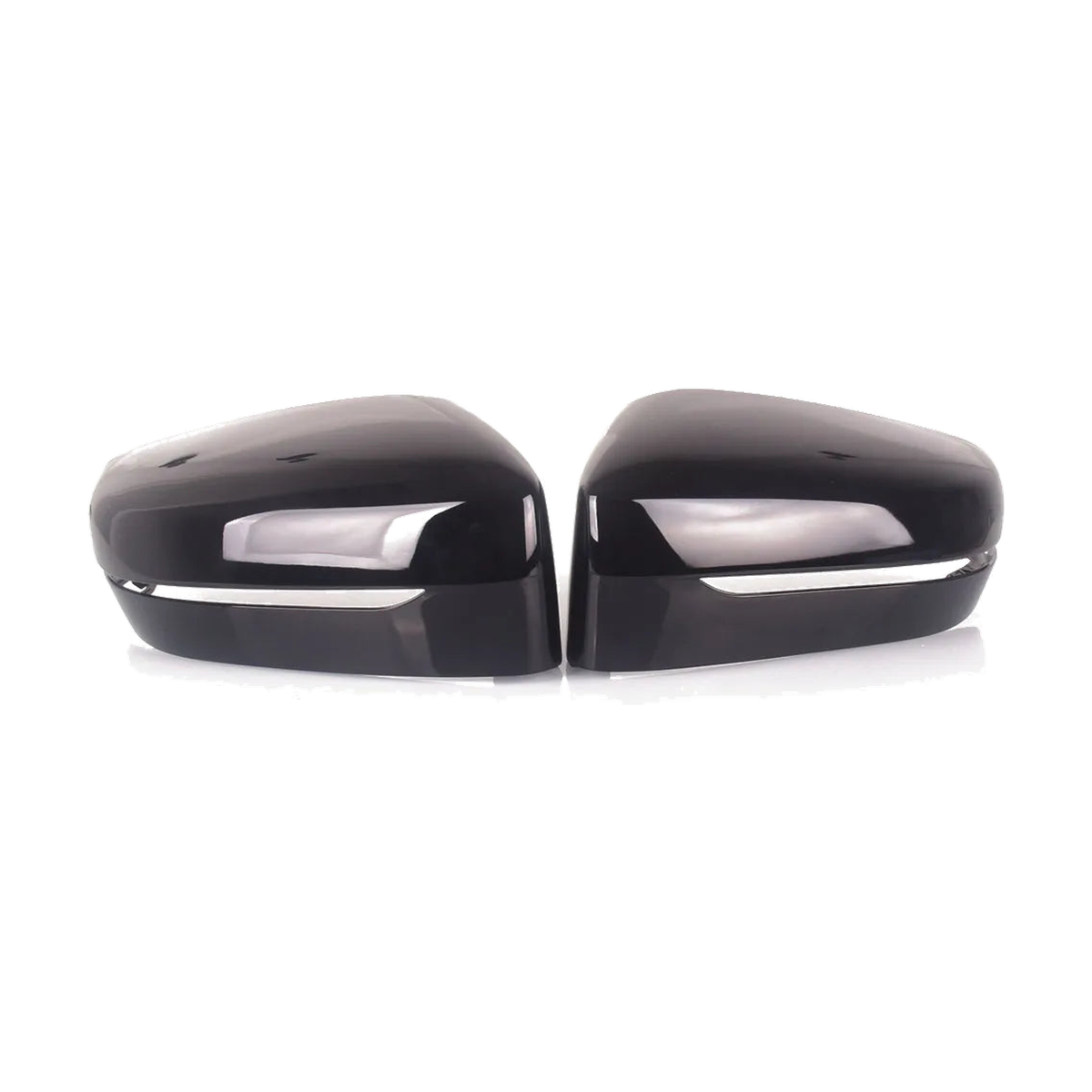 Gloss black mirror caps pair, top view, for BMW 3/5/6/7/8 Series G20, G30, G11, LHD (2016-2020)