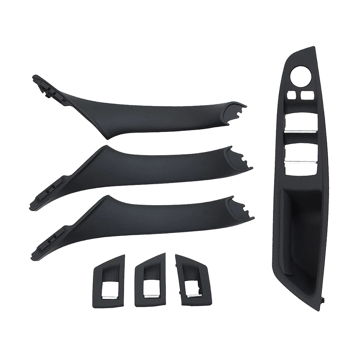 Black door pull handle and armrest trim set, right hand drive, for BMW 5 Series F10 / F11