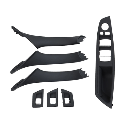 Black door pull handle and armrest trim set, right hand drive, for BMW 5 Series F10 / F11