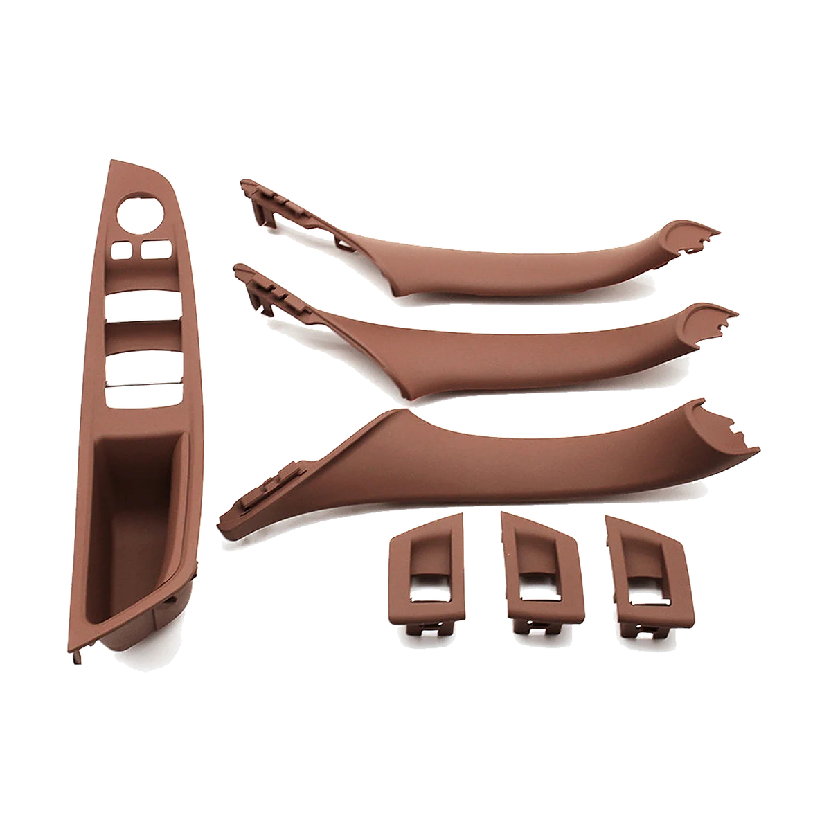 Brown door pull handle and armrest trim set, left hand drive, for BMW 5 Series F10 / F11