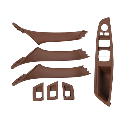 Brown door pull handle and armrest trim set, right hand drive, for BMW 5 Series F10 / F11