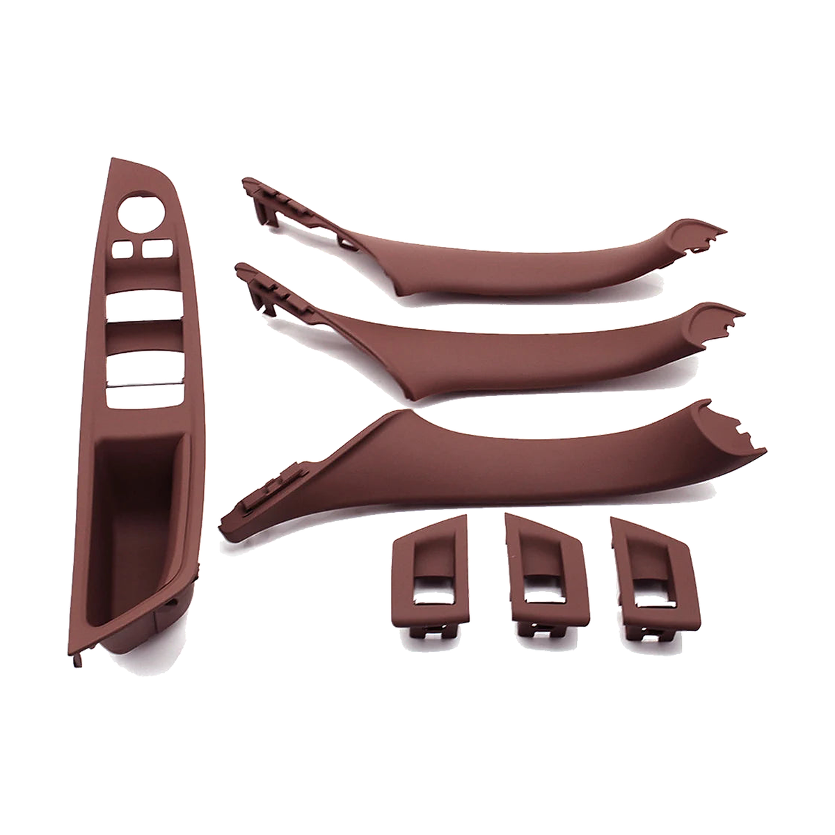 Red brown door pull handle and armrest trim set, left hand drive, for BMW 5 Series F10 / F11