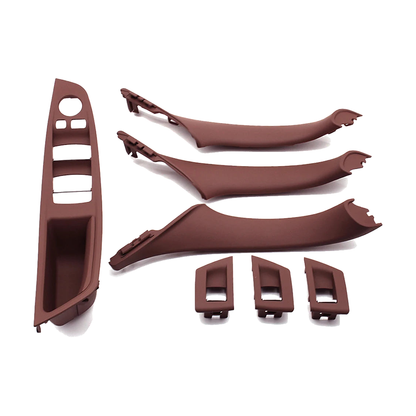 Red brown door pull handle and armrest trim set, left hand drive, for BMW 5 Series F10 / F11