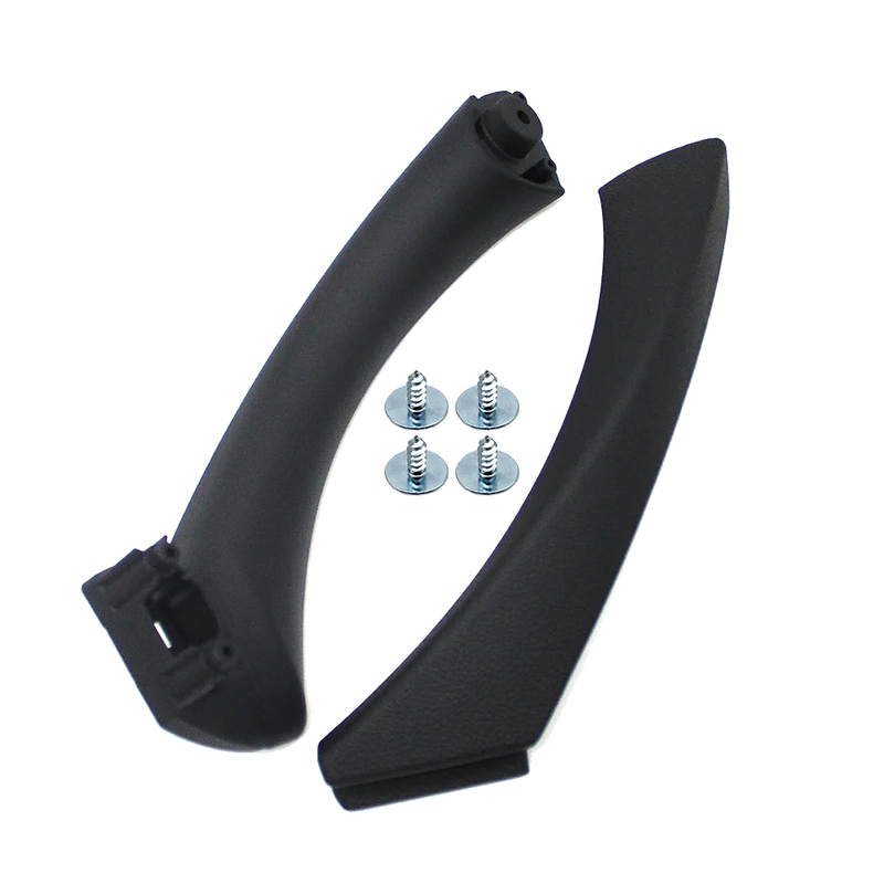 Black left door pull handle kit with inner handle, cover and screws for BMW E90 / E91 / E92